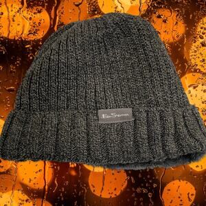 Ben Sherman Knit Hat Ski Beanie Cap Gray Ribbed Thermal Fleece Lined Winter